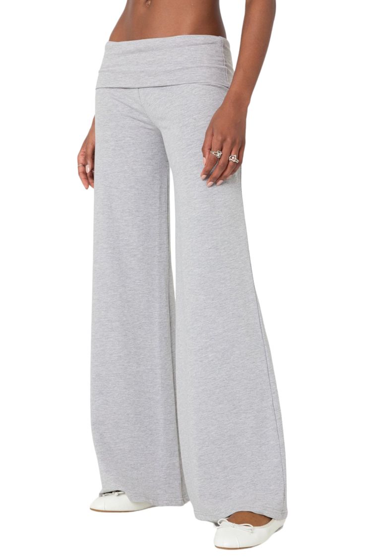 Enjoy all the maximums—ease, comfort and style—in these knit pants designed with a fold-over waistband and wide, flowy legs. Pull-on style 95% cotton, 5% spandex Machine wash, dry flat Imported Foldover Pants, Fold Over Pants, Loose Wide Leg Pants, Visionary Fashion, Sixteenth Birthday, Christmas Clothes, Y2k Vibes, Dream Style, Birthday Wishlist