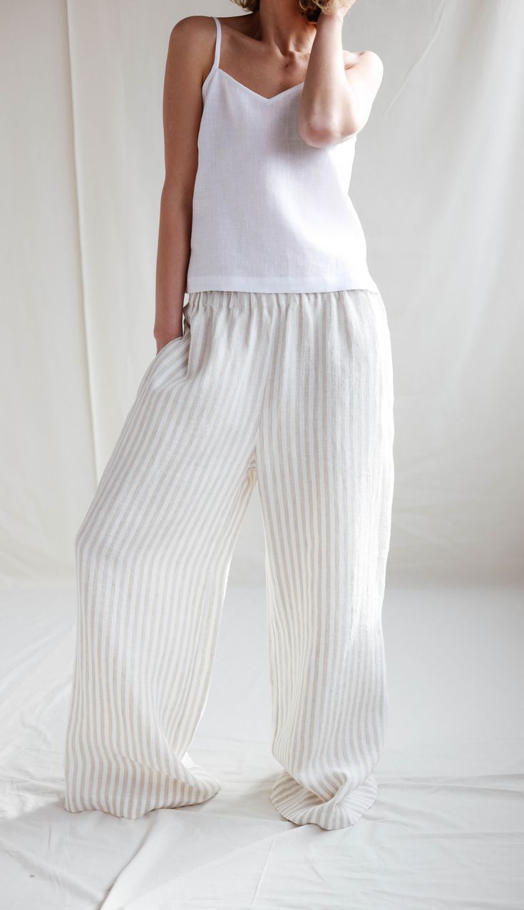 Linen Palazzo Pants, Wide Leg Linen Trousers, Linen Bottoms, Womens Trousers, Stylish Pants, Pants Loose, Womens Pants, Sleep Set, Perfect Wardrobe