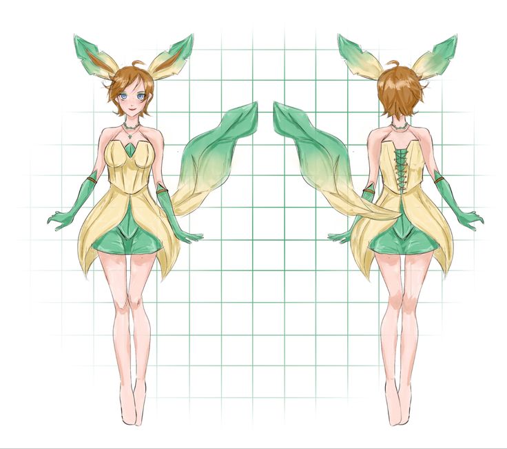 a drawing of a woman in green and yellow dress with wings on her back, standing next to each other