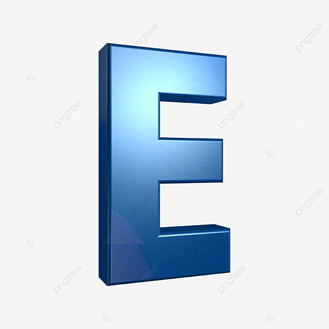 the letter e is made up of shiny blue metal and has an embossed effect