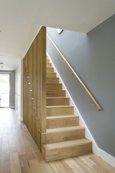 the stairs in this house are made of wood