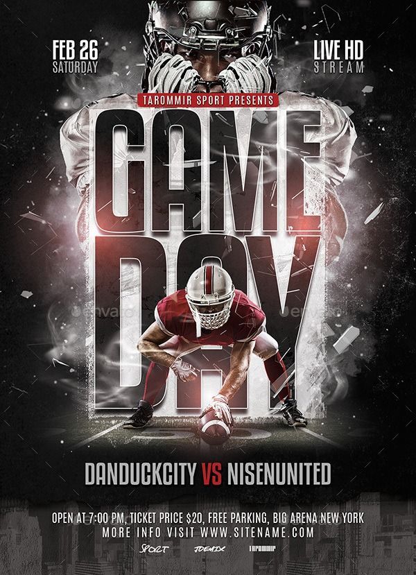 Game Day Football Flyer Sports Day Flyer, Football Ads, Football Watch Party, Football Template, Sports Advertising, Sports Design Ideas, Game Day Football, College Football Games, Gaming Posters