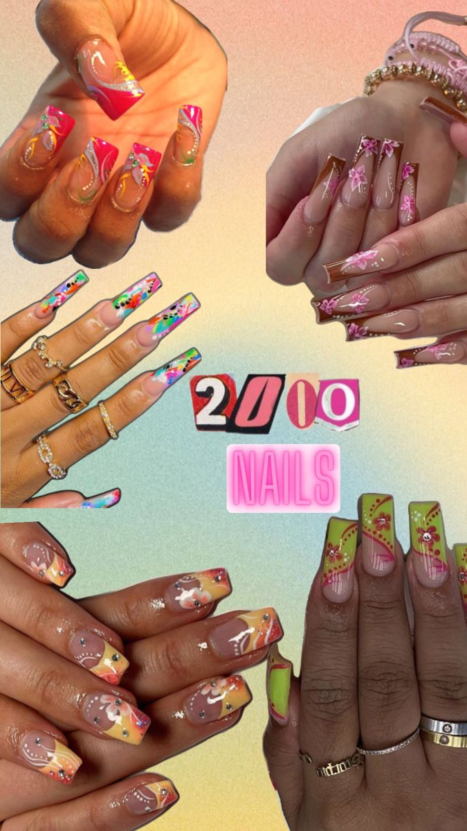 Y2K nails 2000s nail art Early 2000s manicure Retro nail designs Nostalgic nail trends 2000s-inspired nails Y2K nail trends Vintage nail aesthetics 2000s nail polish colors Y2K nail ideas Glitter nails 2000s Rhinestone nails 2000s 2000s French tips Pop culture nail art 2000s 2000s nail designs 2000s French Tips, Early 2000s Nail Designs, Early 2000s Nails, 2000s Nail Designs, Early 2000 Nails, 2000s Nail Art, Y2k Nail Ideas, Retro Nail Designs, Nail Ideas Glitter