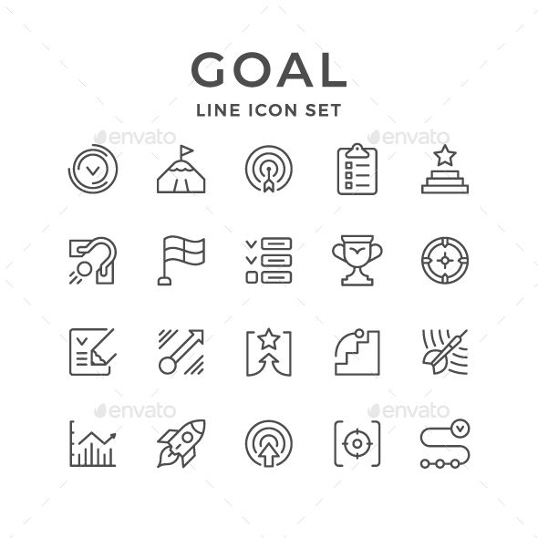 the goal line icon set includes icons such as arrows, signs and other items - web elements