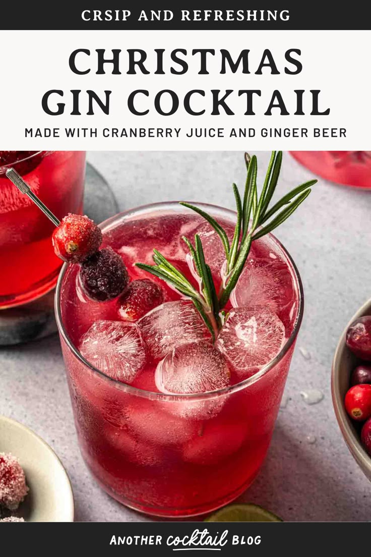 christmas gin cocktail with cranberry juice and ginger beer