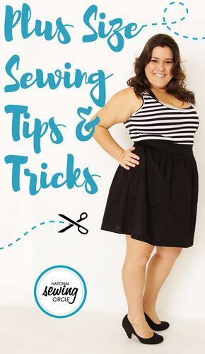 a woman standing in front of a white background with the words plus size sewing tips and tricks