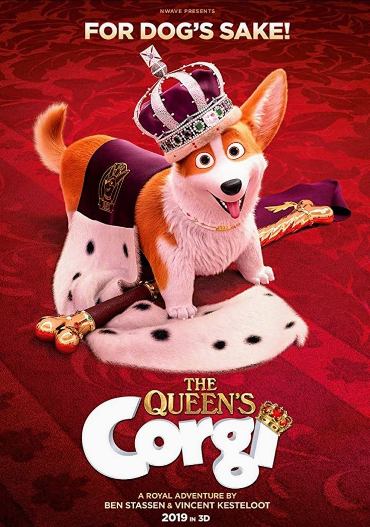 the queen's corgi movie poster with a dog wearing a tiara