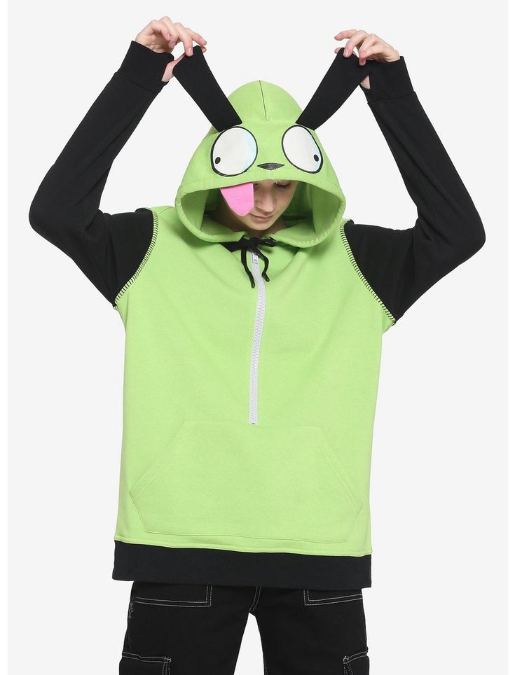 Invader Zim Hoodie, Dog Cosplay, Invader Zim Gir, Zim Gir, Emo Stuff, Scene Core, Girls Hoodie, Marvel Shirt, Scene Emo