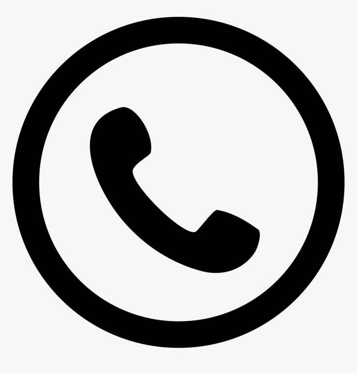 a black and white circle with a phone in it's center, on a white background