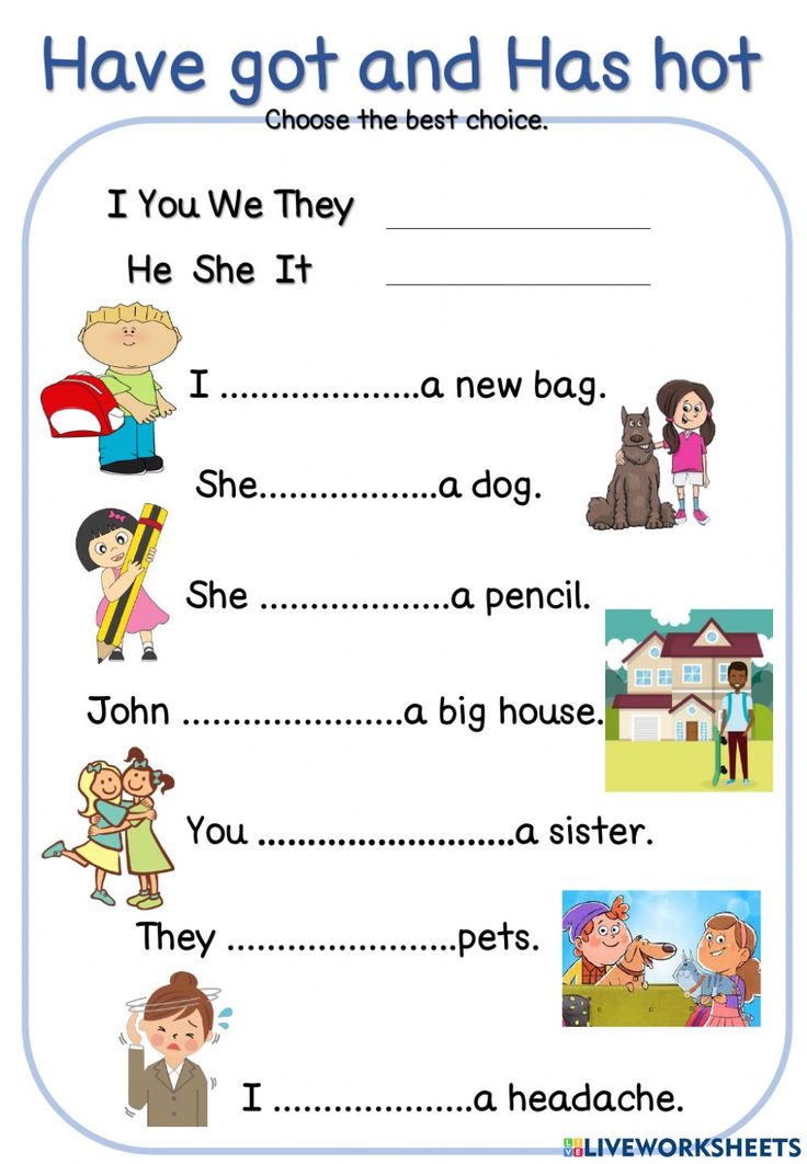 a worksheet for children to learn how to say i have got and has hot