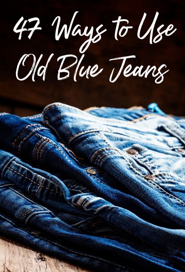 jeans stacked on top of each other with the words 4 ways to use old blue jeans