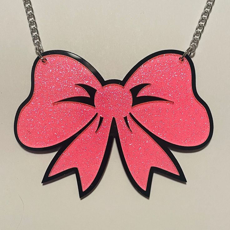 Pink Bow Acrylic Statement Necklace Listing for 1 necklace Cute Silver Choker Necklace, Trendy 16 Inch Jewelry Gift, Trendy Party Necklace With Lobster Clasp, Cute Clavicle Chain Jewelry For Party, Pink Clavicle Chain Necklace For Gift, Pink Clavicle Chain Necklace As Gift, Costume Jewelry Pendant Necklace For Gift, Trendy Round Pendant Necklace For Party, Cute Red Necklace For Parties