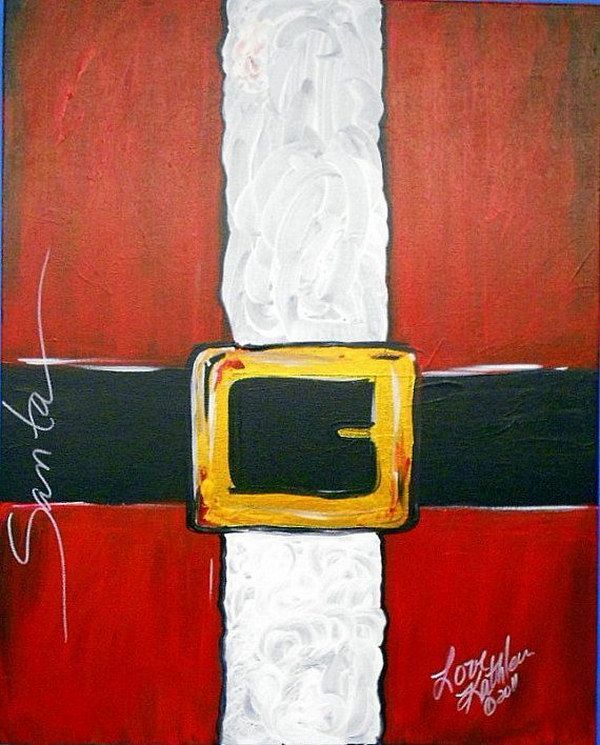 an abstract painting with white, red and black stripes