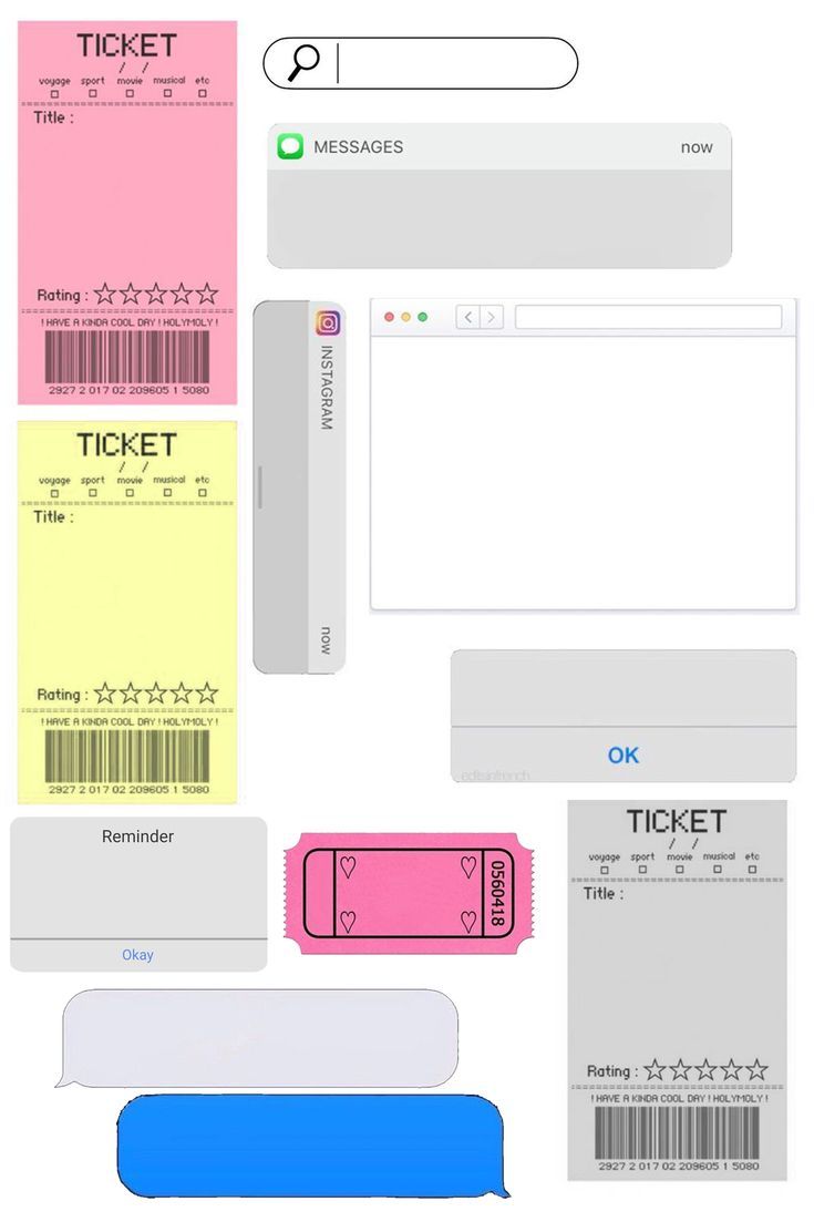 an image of some tickets and stickers on a white background with the word ticket