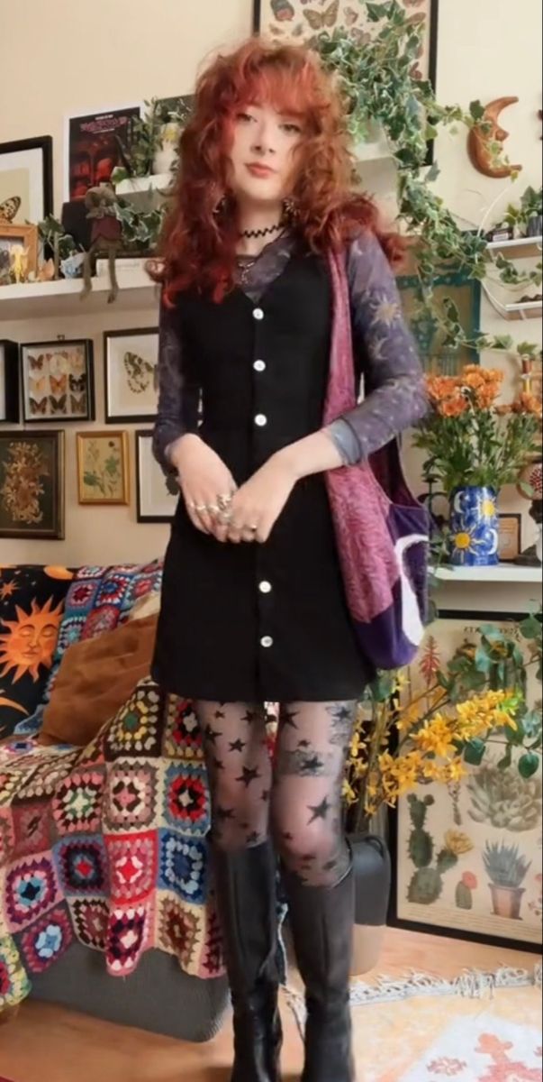 Witch Aesthetic Outfit Winter, 60s Witch Fashion, Daphne Outfit Aesthetic, Edgy Whimsical Style, Professional Whimsigoth, Festive Outfits For Women, Whimsical Witch Aesthetic Outfit, Whimsigoth Christmas Outfit, Frankenstein Inspired Outfit