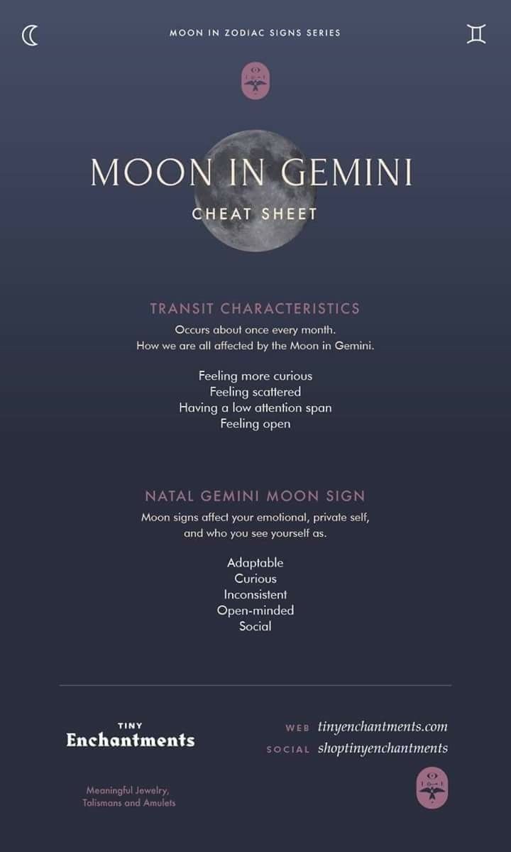 the menu for moon in gemini