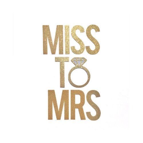 the words miss to mrs are shown in gold and silver letters on a white background