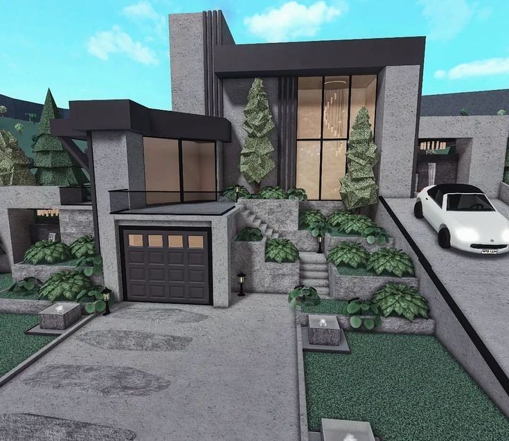 Dark Modern House, Bloxburg Aesthetic, Big Modern Houses, Bloxburg Beach House, Modern Family House, House Decorating Ideas Apartments, Small House Layout, Tiny House Layout, Diy House Plans