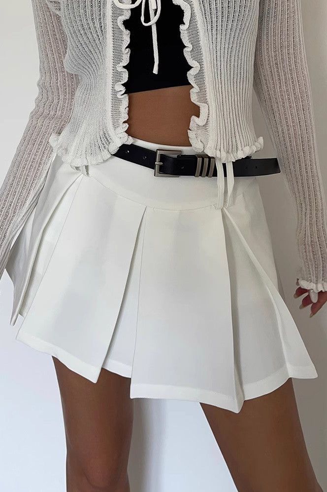 Item Type: BottomsMaterial: PolyesterPattern: PlainColor: White. Black. Gray. CoffeeSize: S.M.L Size (CM): Length Waist Hip S 32 64 92 M 33 68 96 L 34 72 100 Chic White Non-stretch Mini Skirt, Casual White Tennis Skirt For Party, Trendy White Skort For Fall, White Skort For Fall Day Out, White Fall Skort For Day Out, White Stretch Mini Skirt For Fall, White Mini Length Skort For Fall, Trendy White Pleated Skirt For Party, Trendy White Pleated Skirt