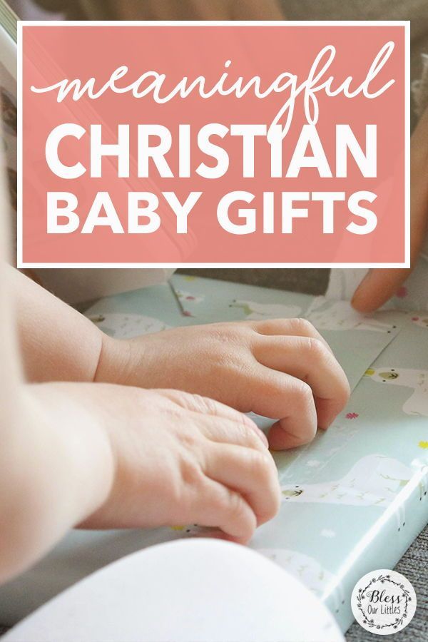 a baby's hand on top of a gift box with the words, meowingful christian baby gifts