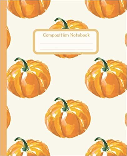 the composition notebook is filled with orange pumpkins