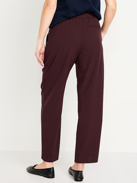 High-Waisted Pull-On Billie Straight Trouser | Old Navy Chic Pull-on Style Bottoms For Daywear, Versatile Business Casual Pants With Elastic Waistband, Versatile Fall Pants With Hip Pockets, Elastic Waistband Straight Leg Sweatpants For Workwear, Tapered Leg Pants With Elastic Waistband For Daywear, Versatile Pull-on Bottoms For Daywear, Versatile Trousers With Elastic Waistband, Stretch Pants With Pockets For Daywear, Fall Workwear Sweatpants With Pull-on Style