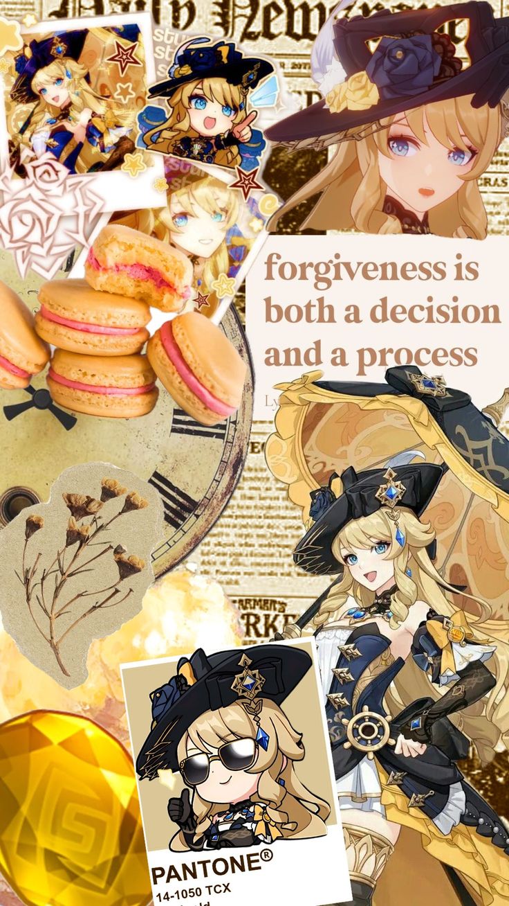 an image of some anime characters with words above them that say, forgvenes is both a decision and a process