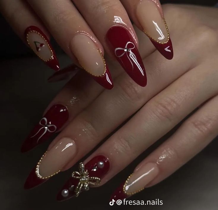 Trendy Classy Nails, Red And Gold Nails, Kutek Disney, Wine Nails, Nagel Tips, Casual Nails, Burgundy Nails, Soft Nails, Red Nail