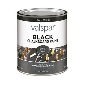 a can of black chalk paint on a white background