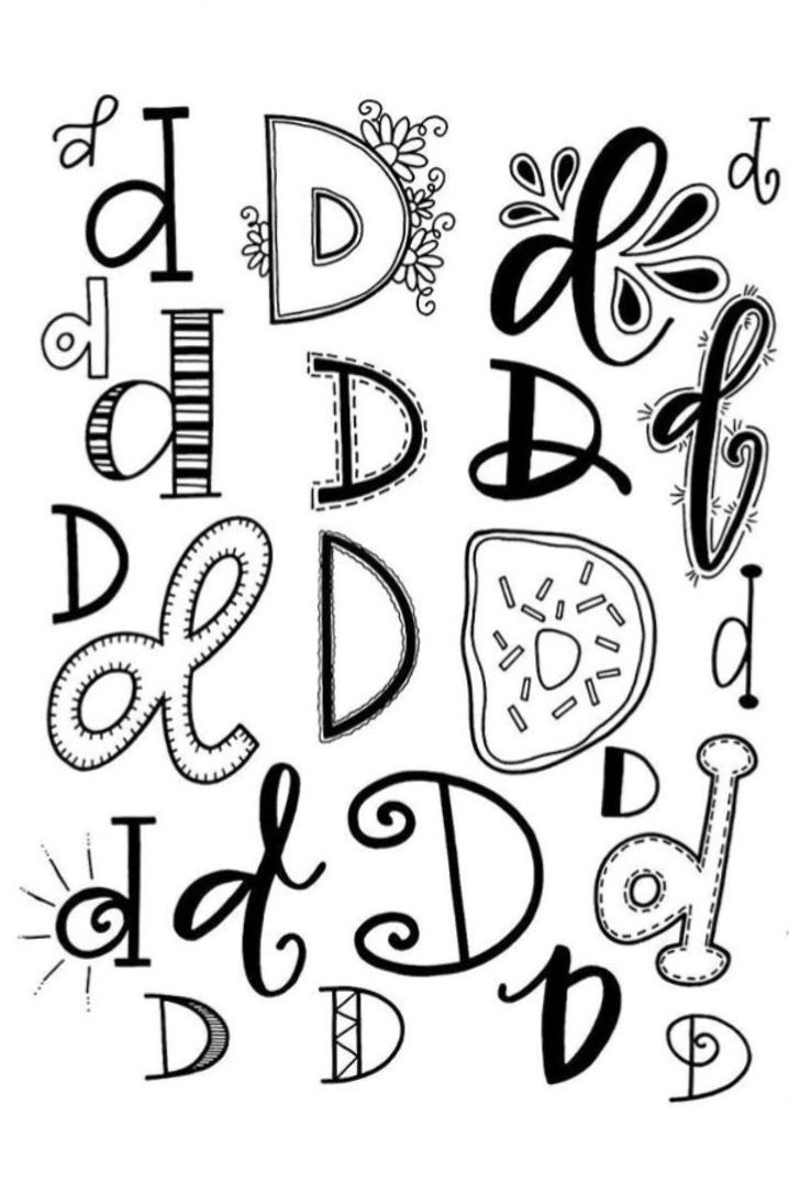 the letters and numbers are drawn in black ink on white paper, with decorative designs