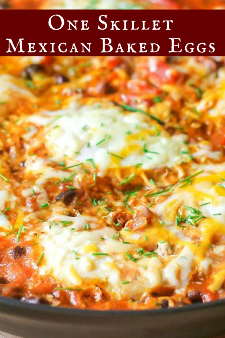 one skillet mexican baked eggs in a pan