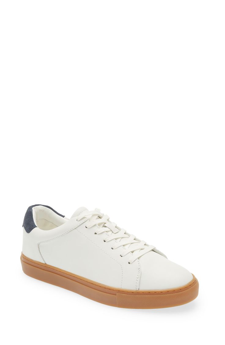 A classic low-profile sneaker with suede trim and a solid rubber outsole pairs perfectly with low-key, casual outfits. Leather upper/synthetic lining and sole Imported | Nordstrom Jace Sneaker Classic Leather High-top Sneakers With Speckled Midsole, Modern Sneakers With Speckled Midsole, Modern Sneakers With Speckled Midsole For Everyday, Classic Synthetic Sneakers With Gum Sole, Casual Plain Toe Sneakers With Vulcanized Sole, Casual High-top Sneakers With Vulcanized Sole, Classic Leather Lace-up Skate Shoes, Classic Round Toe Skate Shoes For Everyday, Casual Leather Skate Shoes With Contrast Sole