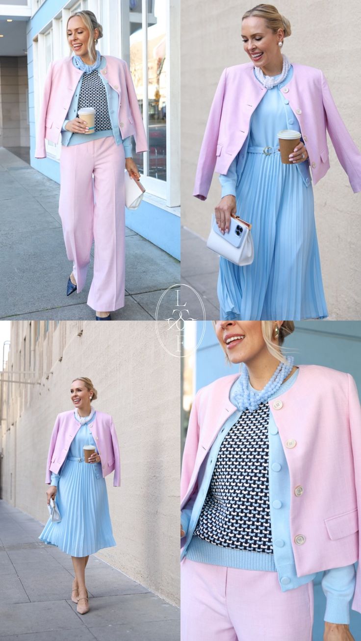 Pink And Blue Outfits, European Summer Fashion, Spring Workwear, Trendy Date Night Outfit, Colour Combinations Fashion, Blue Outfits, Color Blocking Outfits, Color Combinations For Clothes, Outfits To Wear