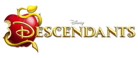 the logo for disney's descendantss, which features an apple and gold lettering