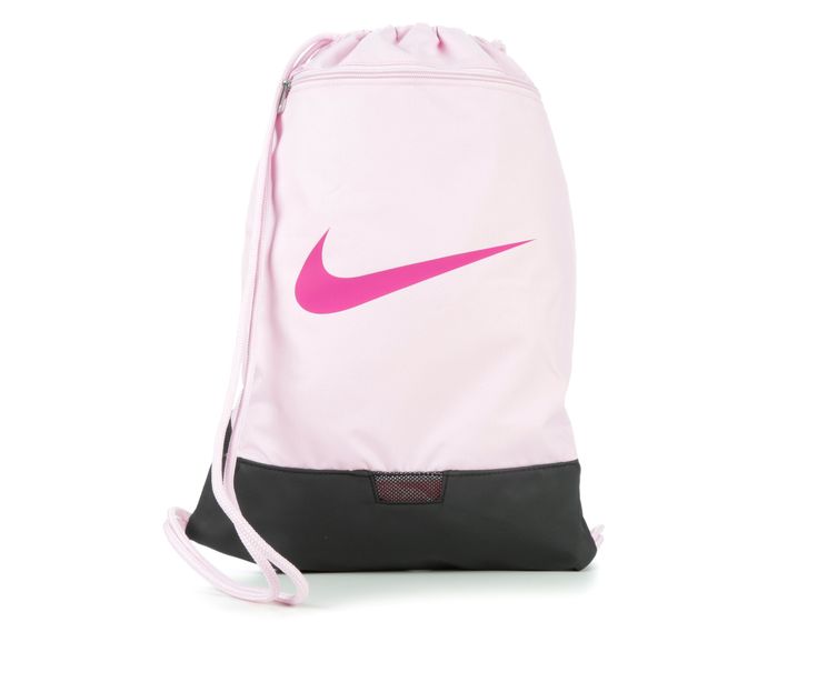 Take on your day in organized style with this durable Nike® drawstring bag! Whether you're off to practice or the gym, the Brasilia Gymsack can carry everything you need from shoes to a change of clothes. 100% polyester construction and lining, Large main compartment with drawstring closure, Interior divider for organized storage, Exterior pocket with zipper closure, Approx. 19 inch H x 13 inch W when laid flat, Signature Swoosh® logo and Nike® branding details | Nike Brasilia Gymsack Drawstring Casual Pink Gym Bag, Casual Pink Gym Bag For Sports, Casual Pink Gym Bag For Daily Use, Casual Pink Gym Bag For School, Practical Sports Bags For Back To School, Casual Pink Backpack Gym Bag, Practical Sports Bags, Pink Gym Bag For Back To School, Casual Gym Bag For Sports And Back To School