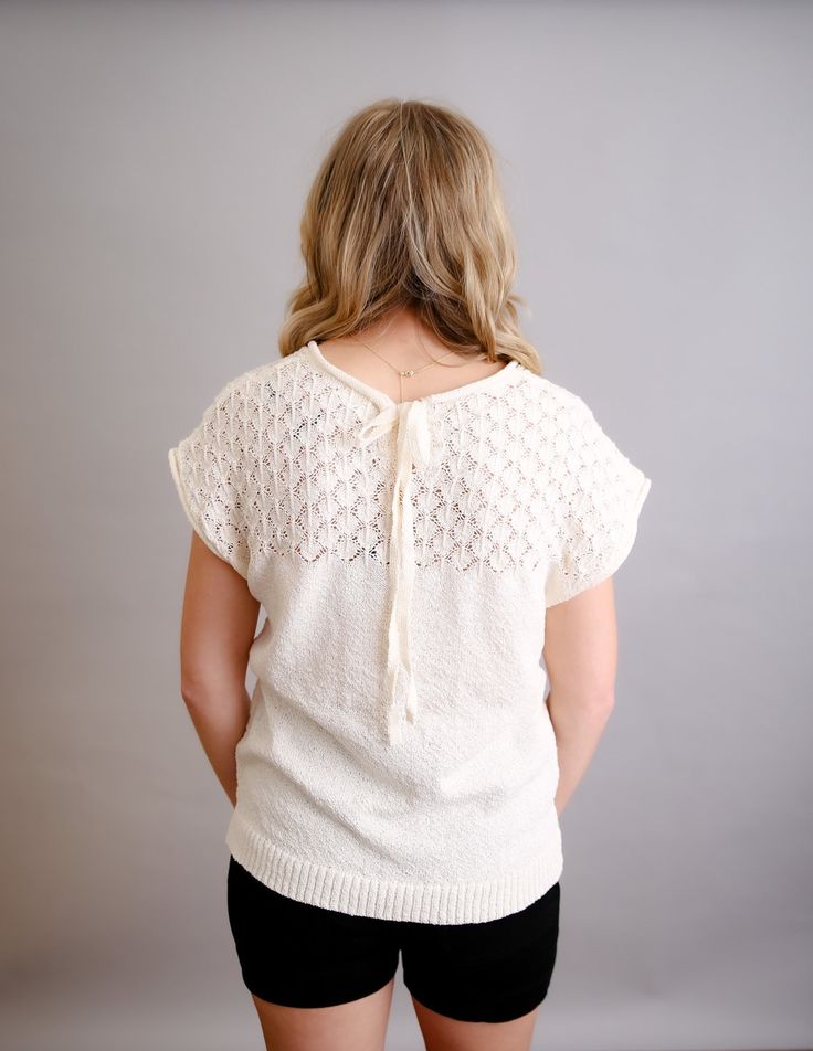 Cute lightweight sweater, perfect for Spring or Summer. Eyelet yoke sweater knit top. Raegan is wearing her normal size small. Fit is true to size. Curvy Swim, Summer Sweaters, Curvy Dress, Light Weight Sweater, Easy Gifts, Athleisure, Hair Jewelry, Knit Top, Knitted Sweaters