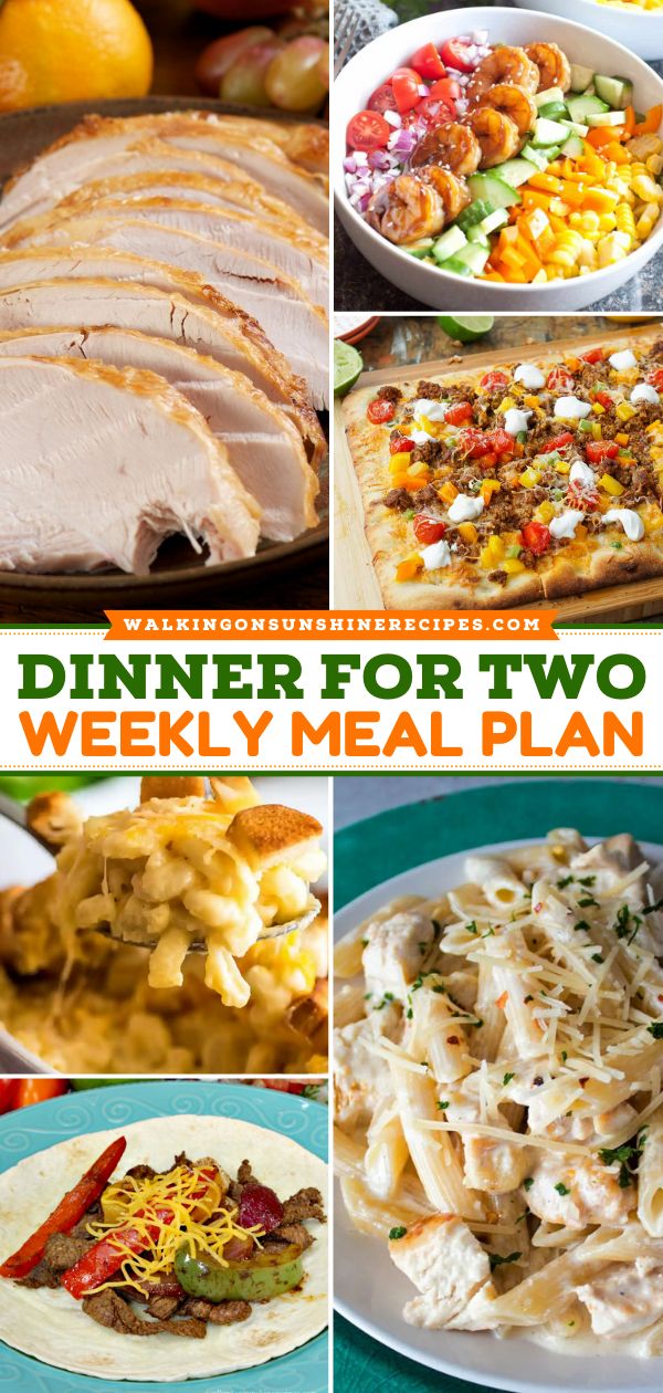 Make a Weekly Meal Plan using this Dinner for Two recipes! These quick and easy dinner ideas are budget-friendly and will give you delicious homecooked meals for the week! They're one of the best weeknight dinner ideas to try! Weekly Menus For Two, Dinner For Two Weekly Meal Plan, Weekly Dinner Ideas Menu Planning, Two Week Dinner Plan, Quick Meals For Two People, Easy 2 Person Meals Dinners, Man Approved Meals, Two Week Dinner Menu Easy Meals, Budget Dinners For 2