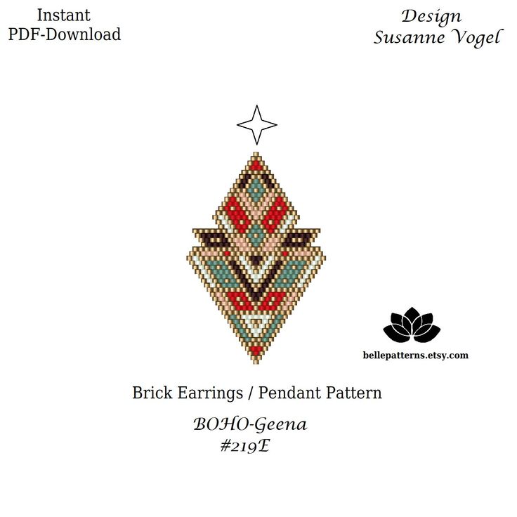 a cross stitch pattern with the words brick earrings / pendant pattern in red and blue