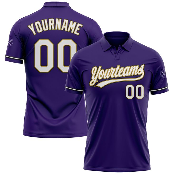 a purple baseball jersey with the name and number on it, that says yourname