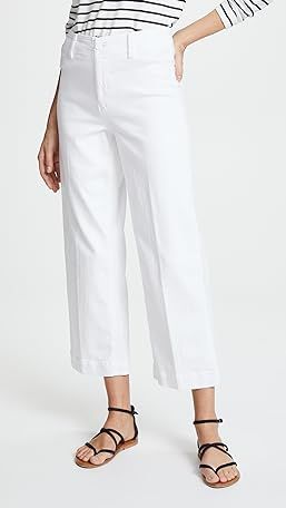 PAIGE Nellie Culotte Jeans | Shopbop Straight Leg Cropped Cotton Jeans For Work, White Cotton Cropped Jeans For Work, High Rise Bottoms For Business Casual Spring, Modern Cropped Cotton Jeans For Workwear, Modern Cotton Cropped Jeans For Workwear, Classic Stretch Jeans For Spring, Chic Cotton Jeans For Business Casual, Classic Cropped Cotton Jeans For Work, Relaxed Fit Cotton Cropped Jeans For Work