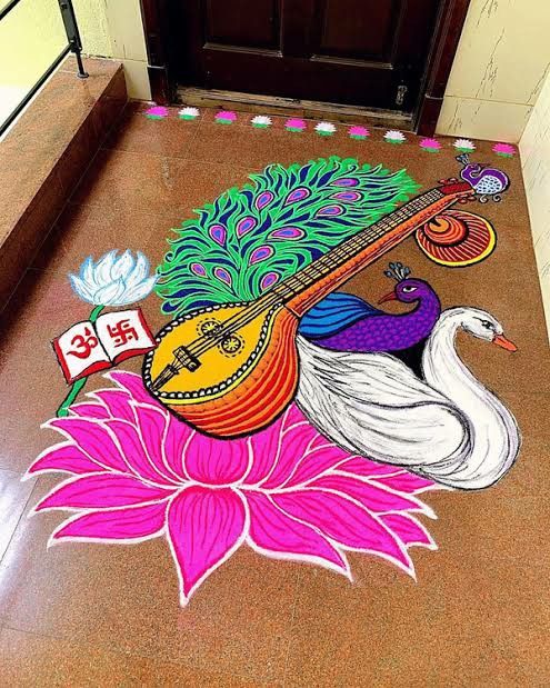 Artistic Rangoli, Rangoli Designs For Competition, Poster Rangoli, Easy Rangoli Designs Videos, Very Easy Rangoli Designs, Rangoli Designs Photos, Rangoli Designs Simple Diwali, Rangoli Simple, Easy Rangoli Designs Diwali