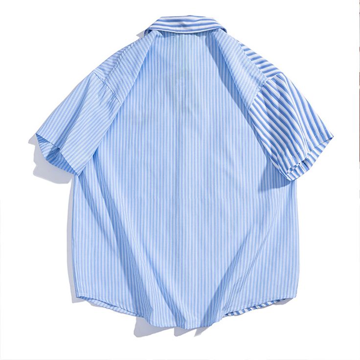 Hip-Hop Splice Striped Streetwear Chain Shirt
Features：

 	Product ID:SS0025
 	Material:Polyester
 	Season:Summer
 	Color:Green,Blue

Size Chat： Chain Shirt, Summer Color, Summer Colors, Season Summer, Blue Stripes, Bell Sleeve Top, Blue Green, Hip Hop, Ruffle Blouse