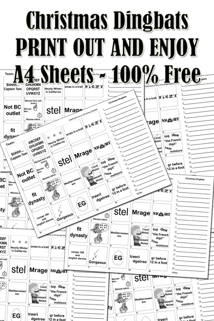 christmas dingbats print out and enjoy 4 sheets - 100 % free for all