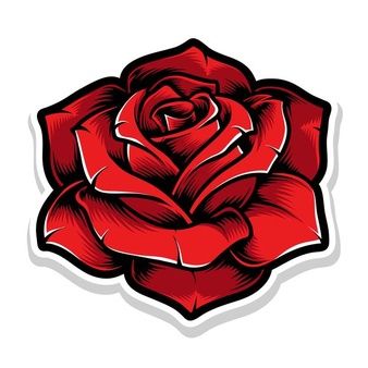 a red rose sticker on a white background