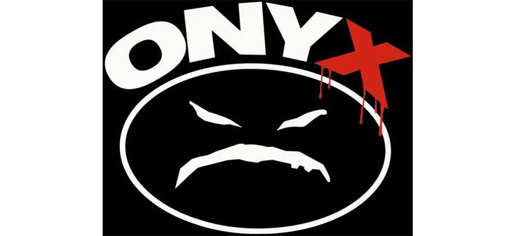 an angry face with the word onyx written in white and red ink, against a black background