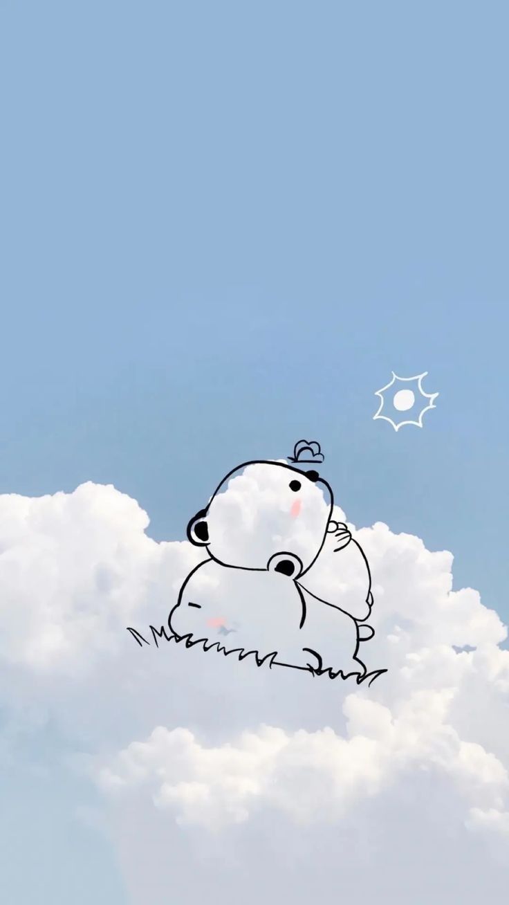 a drawing of a person sitting on top of a cloud