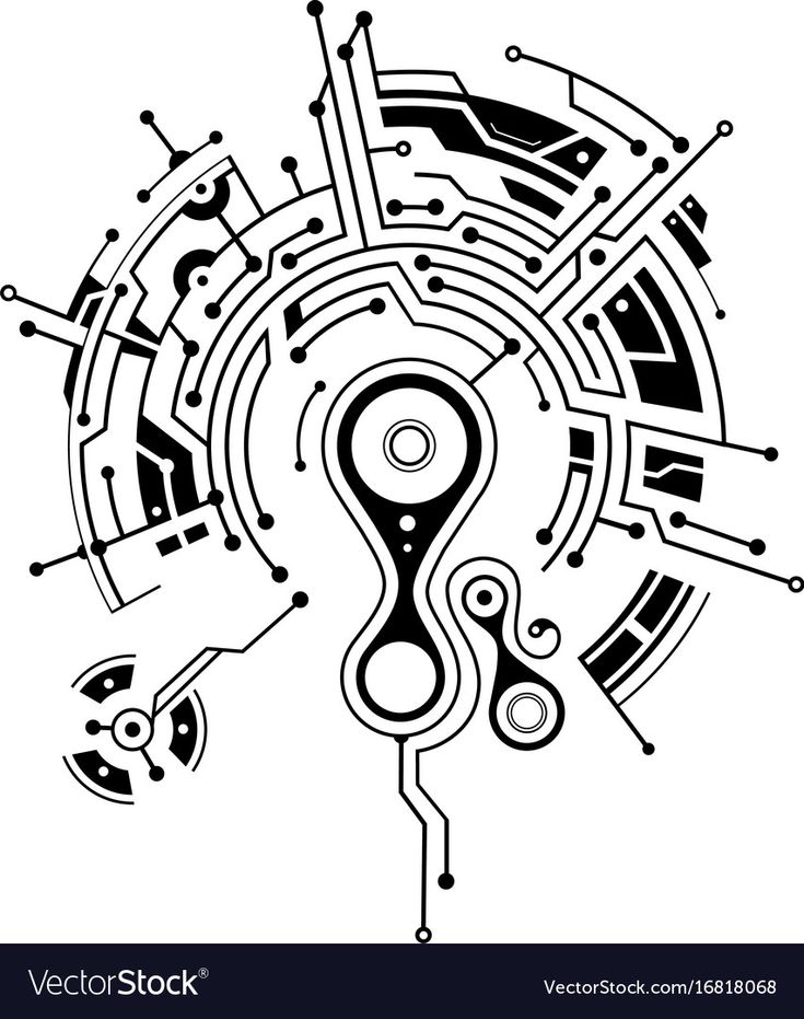 an abstract black and white design with lines in the shape of a maze, consisting of circles