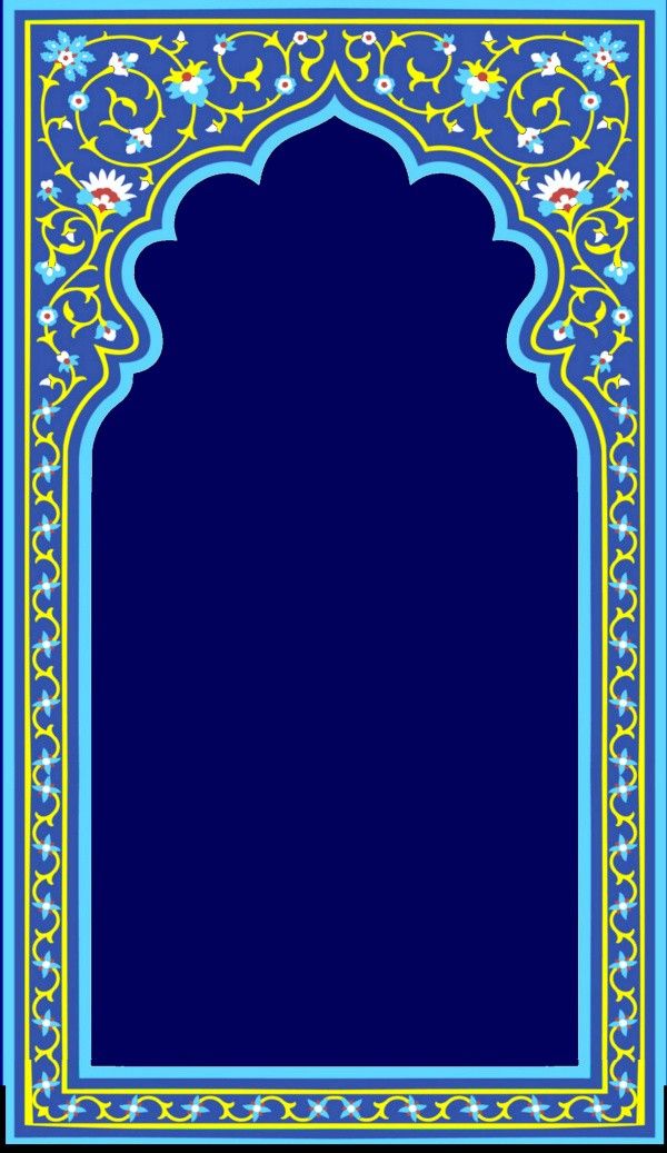 an ornate blue and yellow frame with flowers on the border, in front of a black background