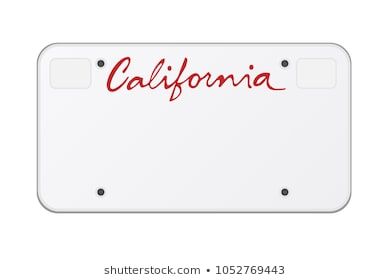 california state license plate with the word written in red on white background, 3d rendering