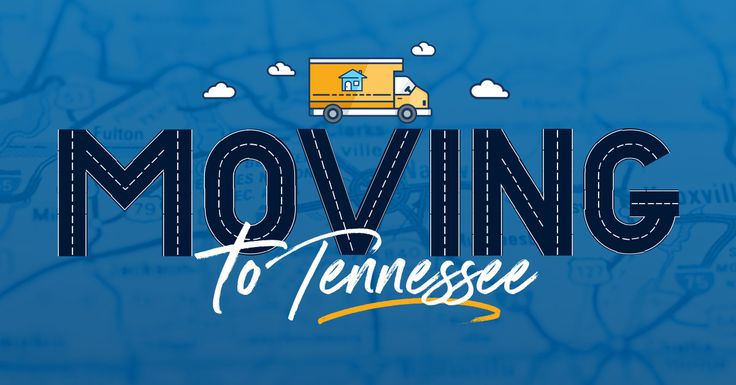 moving to tennessee on a blue background